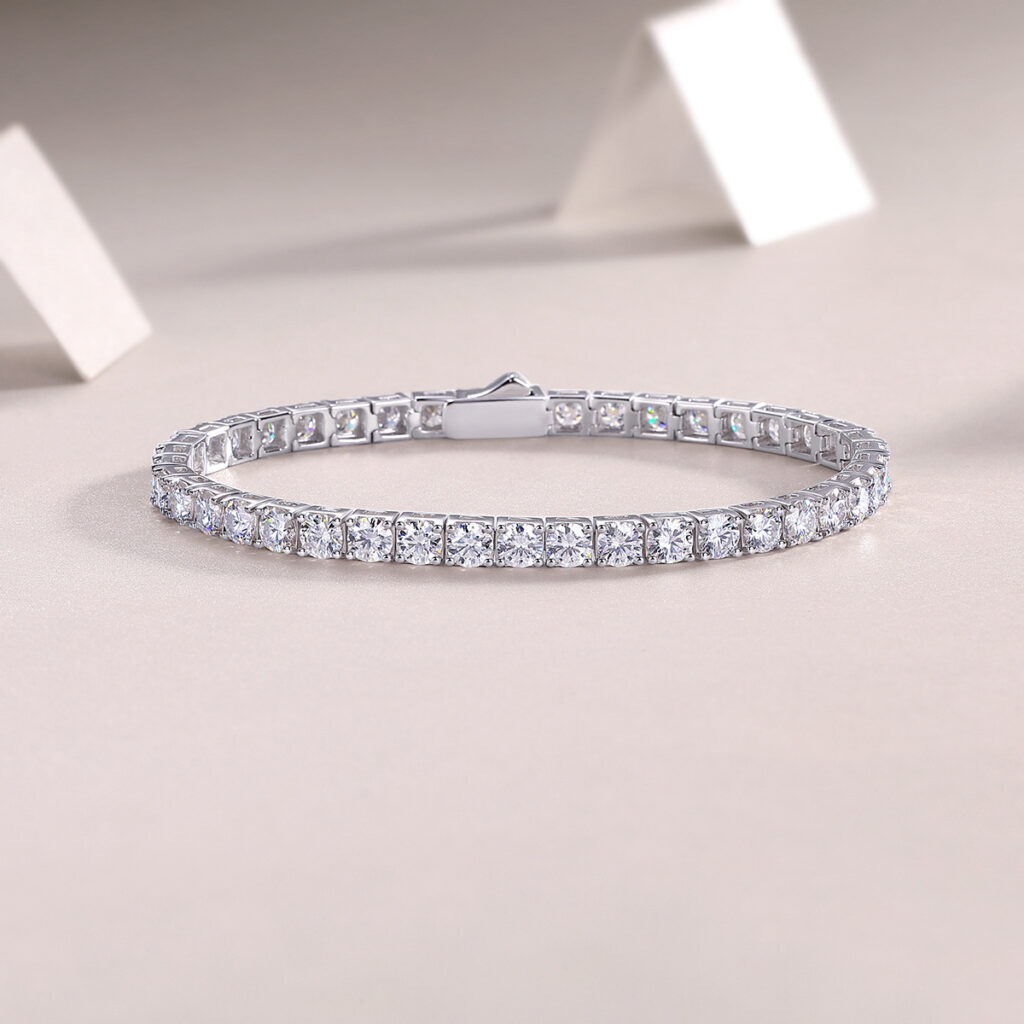 S925 Silver Moissanite Tennis Bracelet Bangle for Women New Men's and Women's Silver Gold-plated Cross-border Hot-selling Bracelet In Stock