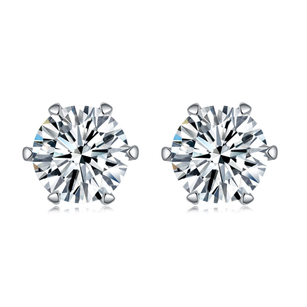 Simple style light luxury S925 silver rain and snow earrings for women, elegant wedding gift, wholesale moissanite six-prong studs