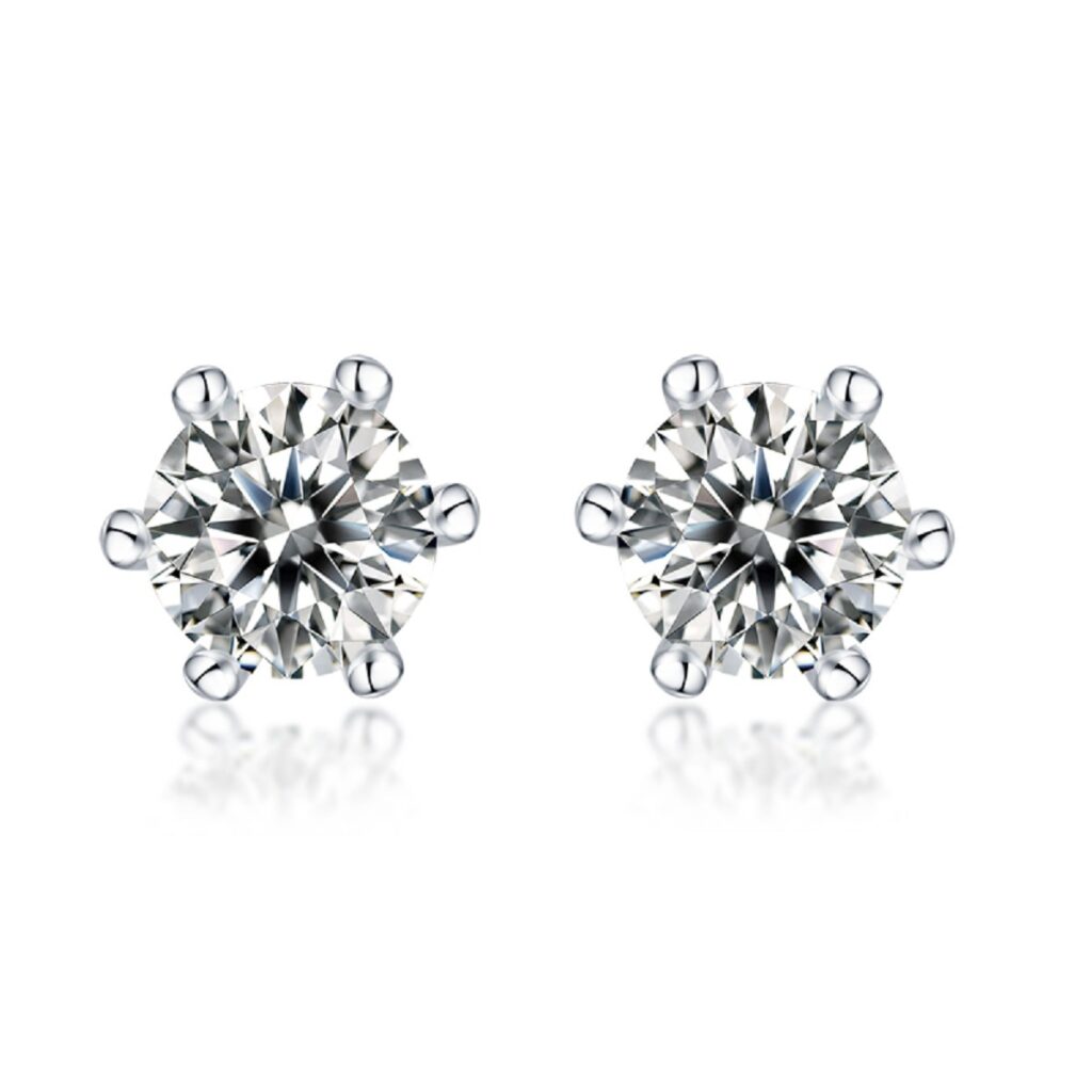 Simple style light luxury S925 silver rain and snow earrings for women, elegant wedding gift, wholesale moissanite six-prong studs