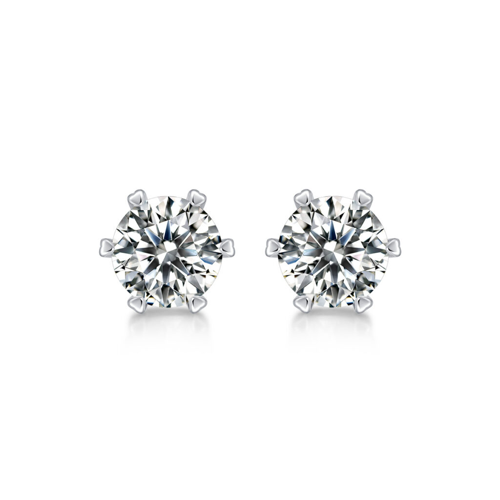 Simple style light luxury S925 silver rain and snow earrings for women, elegant wedding gift, wholesale moissanite six-prong studs