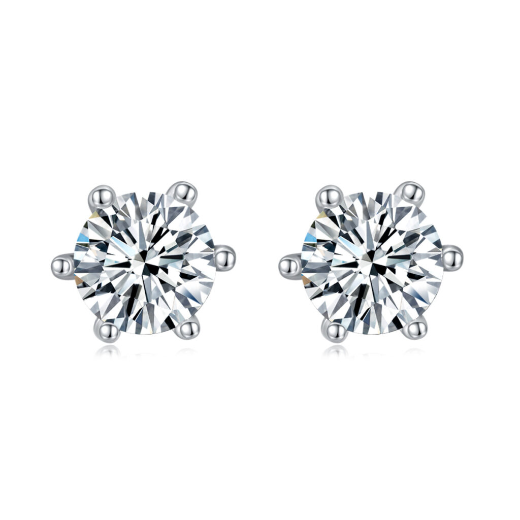 Simple style light luxury S925 silver rain and snow earrings for women, elegant wedding gift, wholesale moissanite six-prong studs