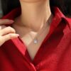 New Live Broadcast Hot Sale 925 Silver Moissanite Sugar Cube Necklace for Women, Niche Style, Elegant Clavicle Chain, European and American Necklace In Stock