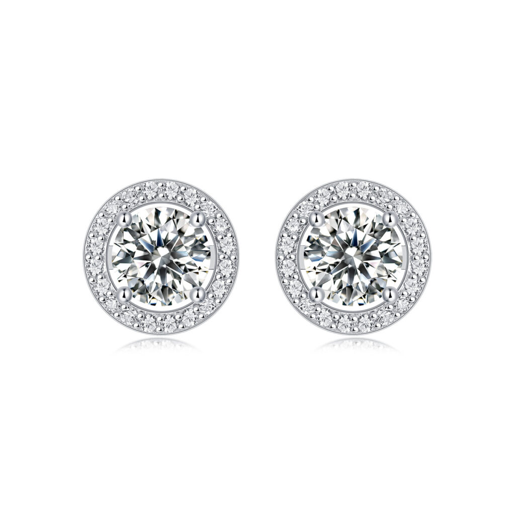 S925 Silver Earrings for Women New Round Wrapped Earrings Elegant Wedding Moissanite Gift Earrings Source Stock