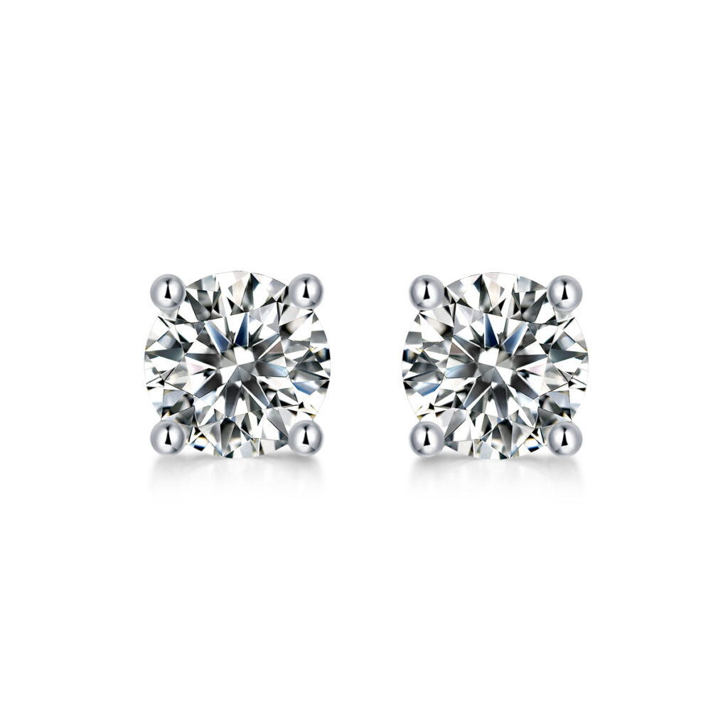 Four-Prong Earrings S925 Silver Moissanite Pure Love Earrings Silver Jewelry Plated 18K Gold Earrings Live Broadcast In-Stock Drop Shipping