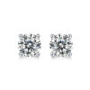 Four-Prong Earrings S925 Silver Moissanite Pure Love Earrings Silver Jewelry Plated 18K Gold Earrings Live Broadcast In-Stock Drop Shipping