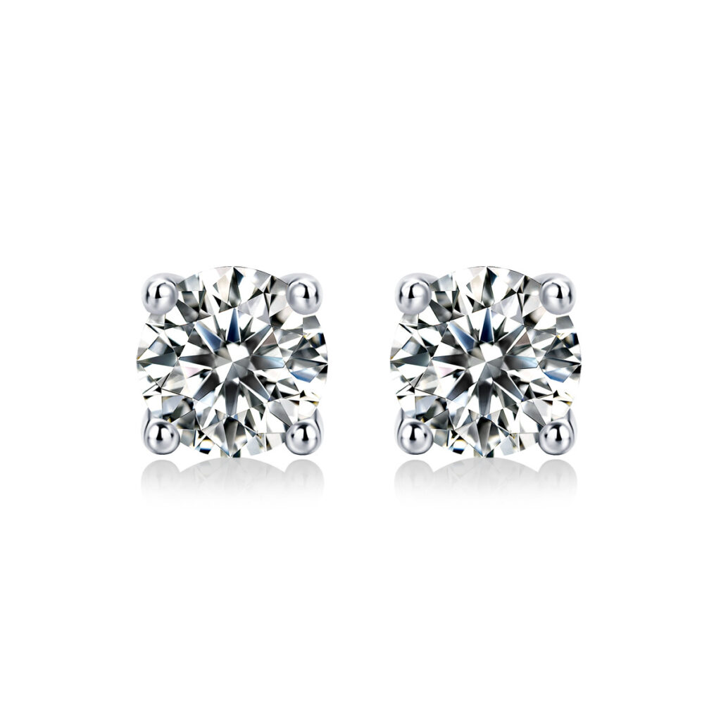 Four-Prong Earrings S925 Silver Moissanite Pure Love Earrings Silver Jewelry Plated 18K Gold Earrings Live Broadcast In-Stock Drop Shipping