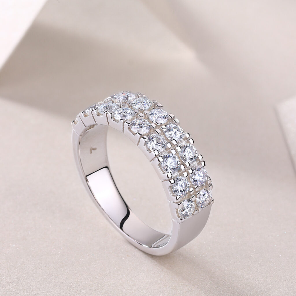 S925 Silver Starry Sky Ring Moissanite Closed Ring Cross-border Temu Hot Sale New Source Wholesale