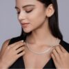 European and American layered 925 silver clavicle chain, light luxury high-end feel, Moissanite starry sky necklace, women's tennis chain in stock