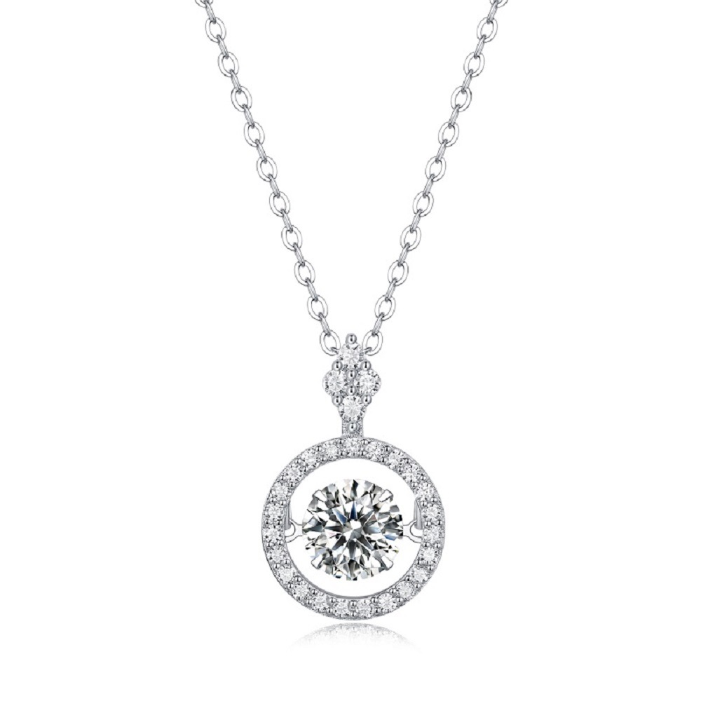 S925 Silver Necklace Moissanite Touch Pendant Women's Pendant with Chain Gift Accessories Gift Source Wholesale