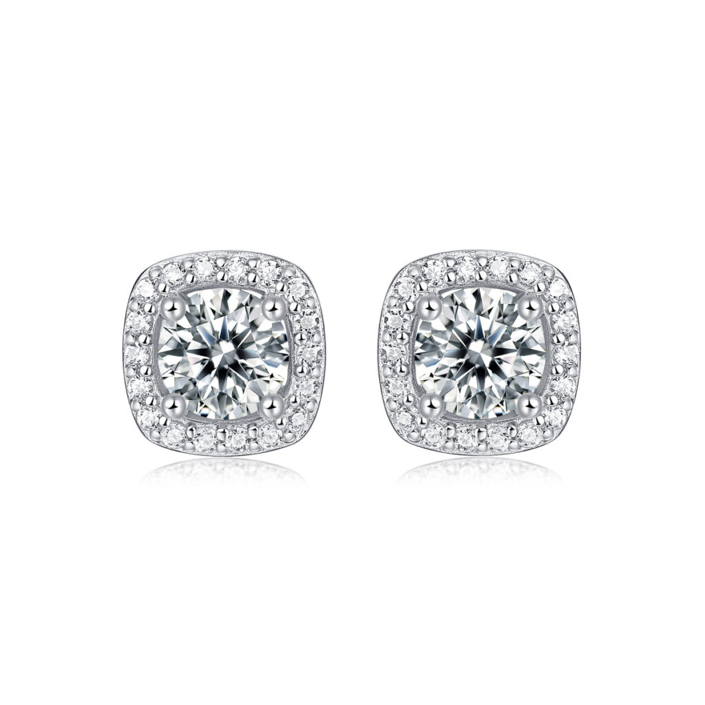 S925 silver square bag earrings Moissanite surrounded carat earrings source live jewelry wholesale