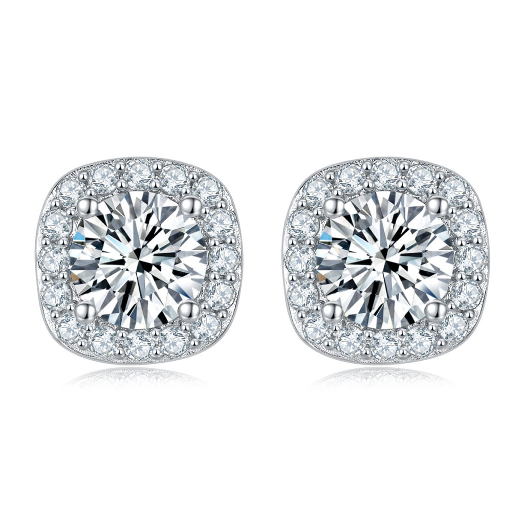 S925 silver square bag earrings Moissanite surrounded carat earrings source live jewelry wholesale