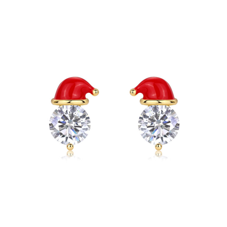 Personality style earrings Moissanite Christmas earrings simple autumn and winter S925 silver earrings cute light luxury earrings