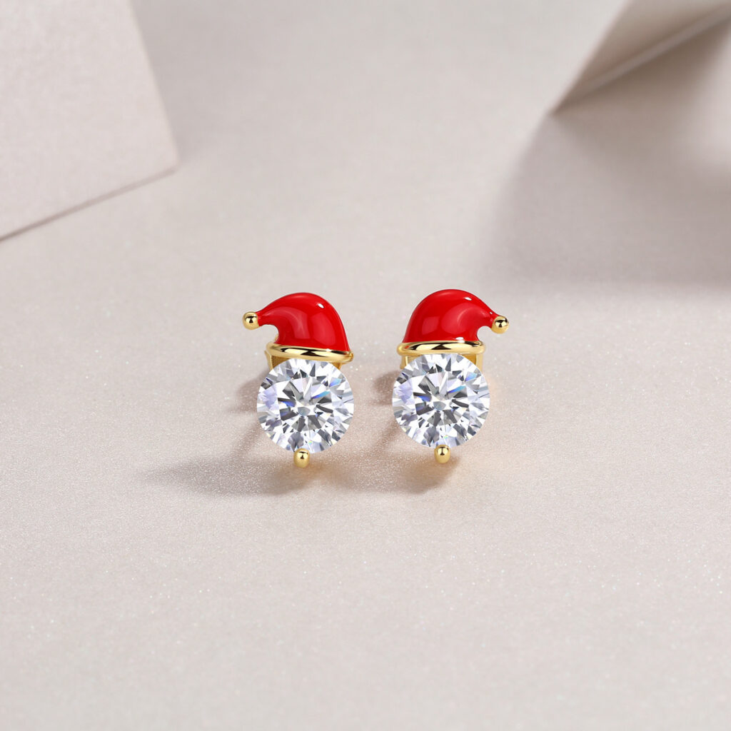 Personality style earrings Moissanite Christmas earrings simple autumn and winter 925 silver earrings cute light luxury earrings