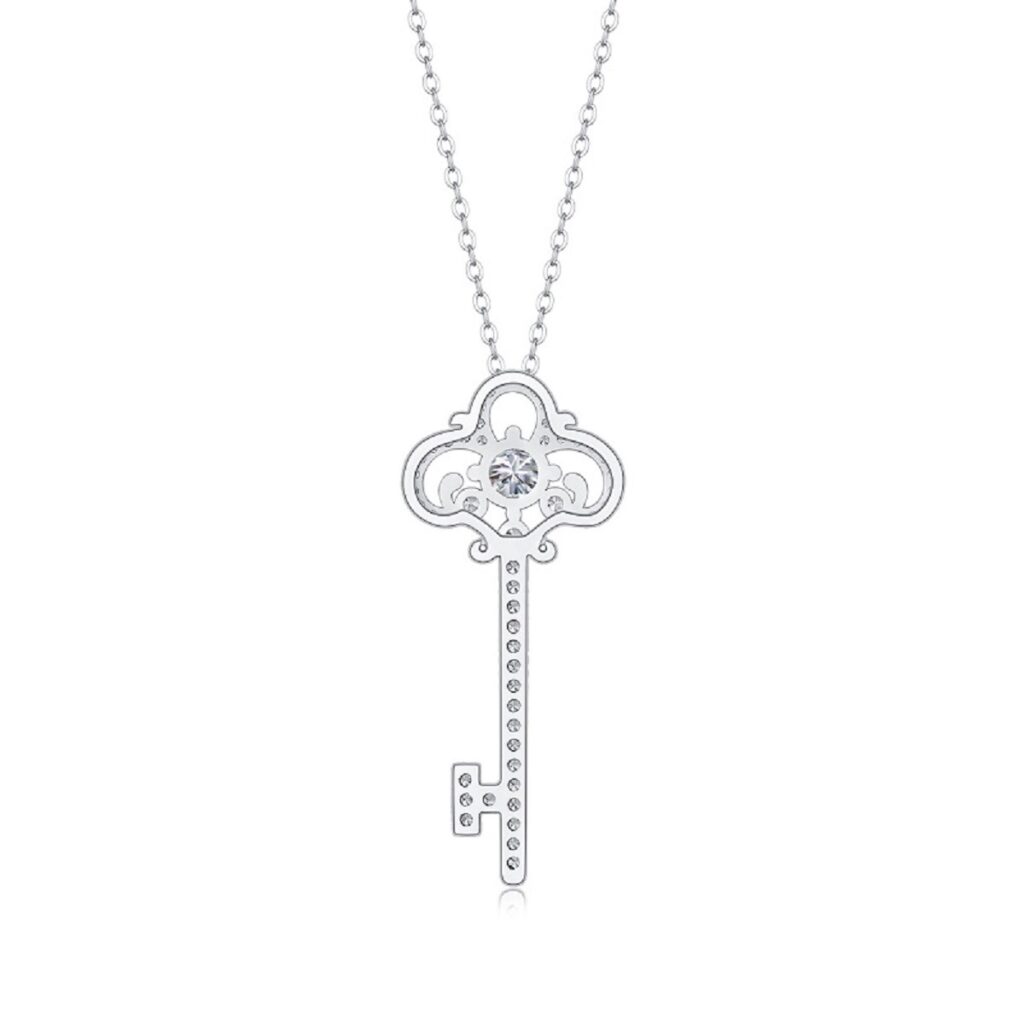 S925 Silver Moissanite Twilight Key Necklace New Live Hot Sale Clavicle Chain Source Wholesale Pendant Silver Chain