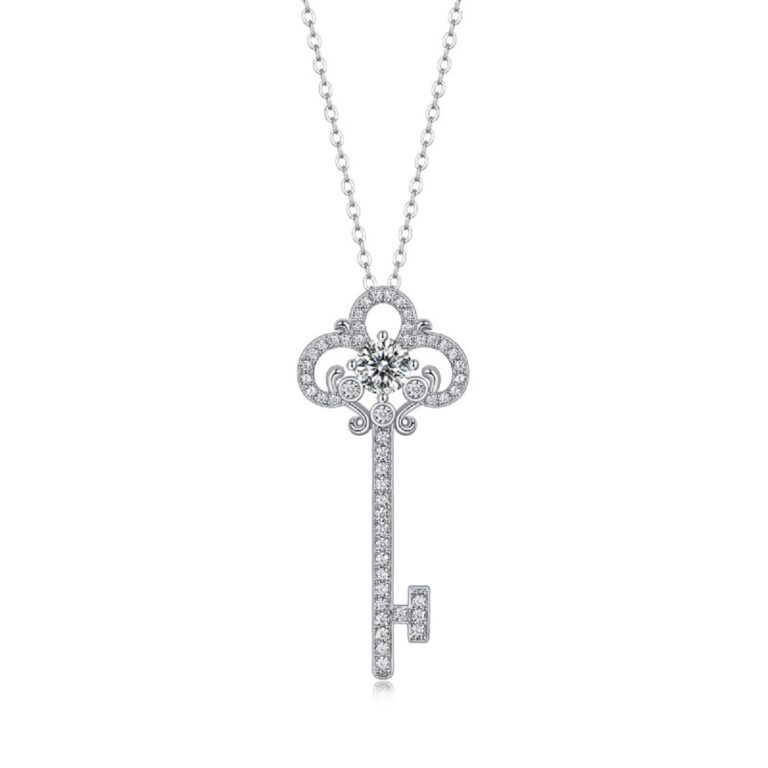 S925 Silver Moissanite Twilight Key Necklace New Live Hot Sale Clavicle Chain Source Wholesale Pendant Silver Chain