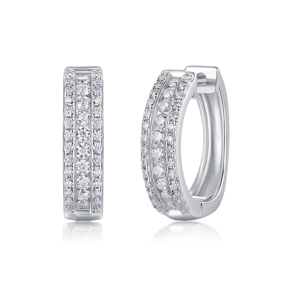 Moissanite Silver Earrings Silver Plated Platinum Hoop New Earrings Live Cross-border Hot Selling Jewelry Wholesale