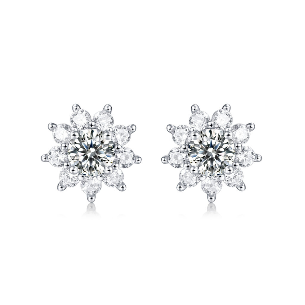 S925 Silver Earrings Moissanite New First Snow Earrings Fashion Trend Sunflower Earrings In-stock Panyu Dropshipping