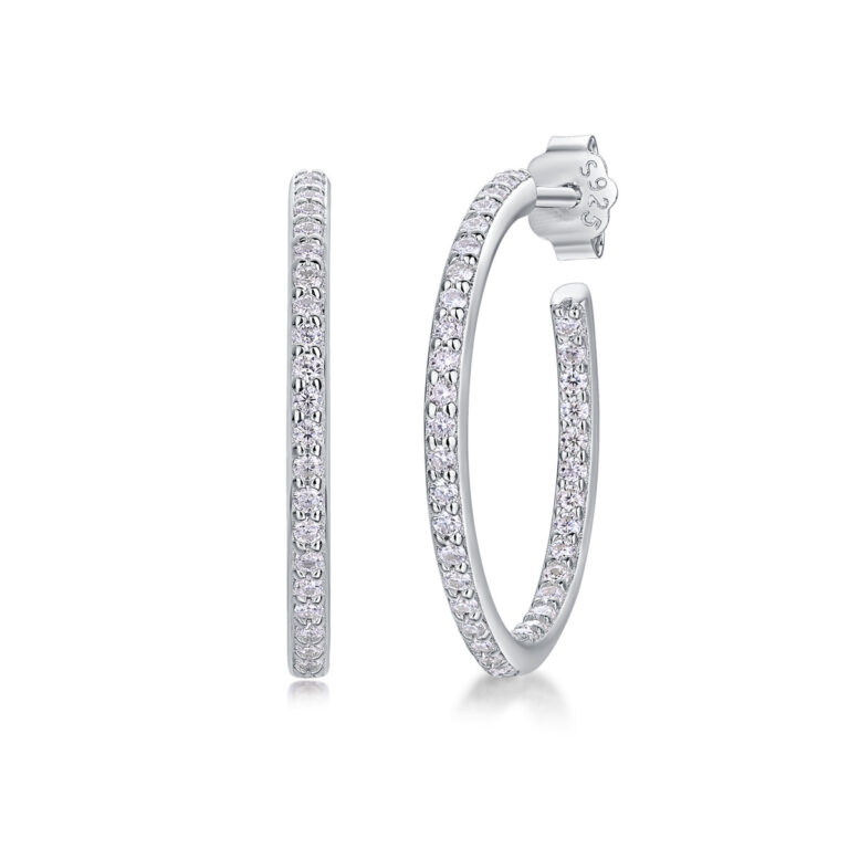 Stylish S925 silver hoop earrings with a sense of luxury, popular in European and American live broadcasts, hot-selling Moissanite earrings in stock