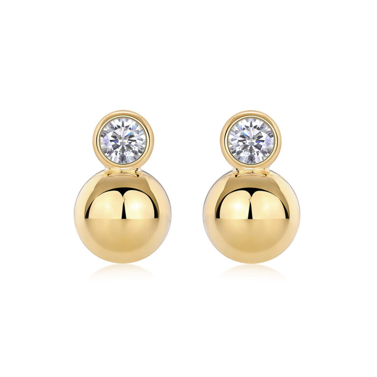 Cross-border S925 silver moissanite stud earrings, fashionable gold-plated earrings, high-end ins style new earrings in stock