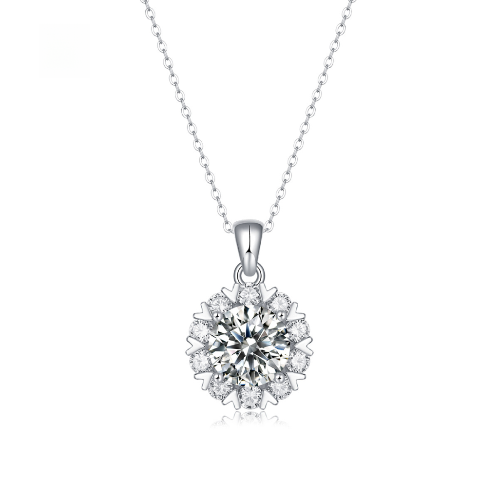 S925 silver necklace romantic snowflake moissanite pendant women's pendant with chain gift accessory gift in stock wholesale