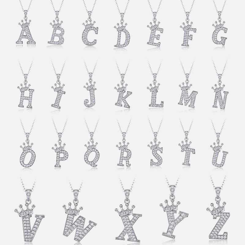 Popular 26 English letters necklace 925 silver for women, fashionable temperament Moissanite chain cross-border clavicle chain