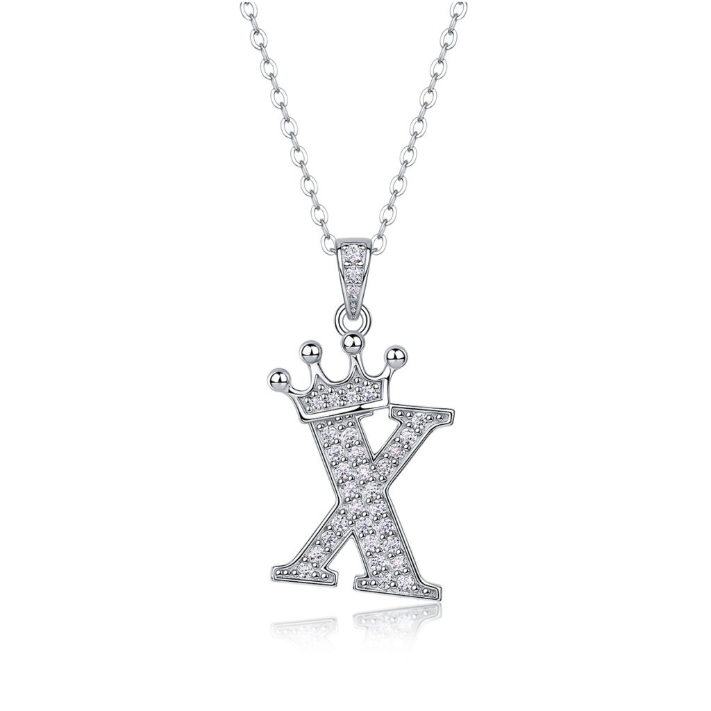 Popular 26 English letters necklace 925 silver for women, fashionable temperament Moissanite chain cross-border clavicle chain