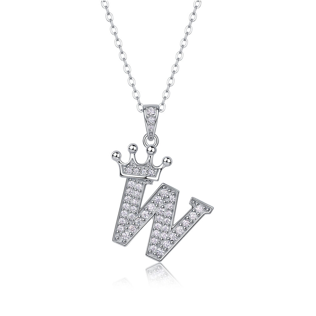 Popular 26 English letters necklace 925 silver for women, fashionable temperament Moissanite chain cross-border clavicle chain