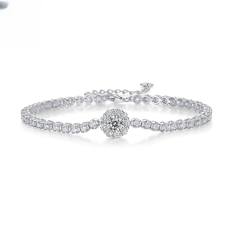 S925 Silver Moissanite Bracelet European and American New Style Light Luxury Jewelry Source Wholesale Chain