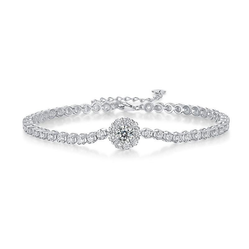 S925 Silver Moissanite Bracelet European and American New Style Light Luxury Jewelry Source Wholesale Chain