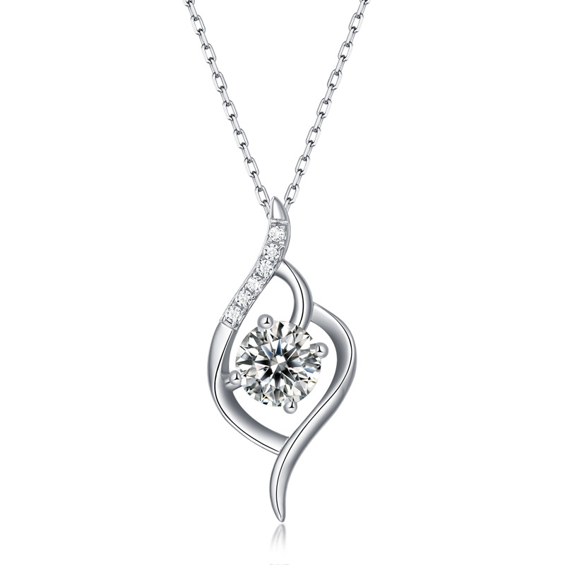 S925 Silver Love at First Sight Pendant Moissanite Necklace for Women, Elegant Pendant Gift Accessory Wholesale in Stock