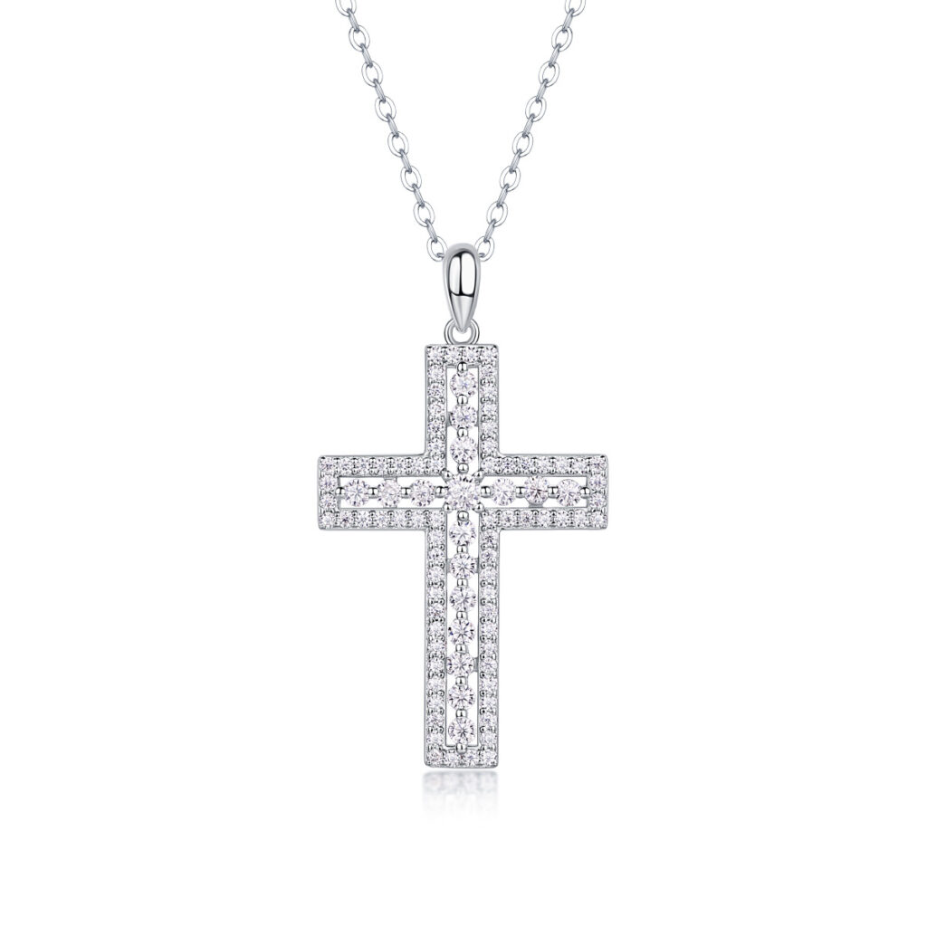 S925 silver necklace shelter pendant with chain live broadcast cross-border hot-selling silver jewelry in stock cross necklace for drop shipping