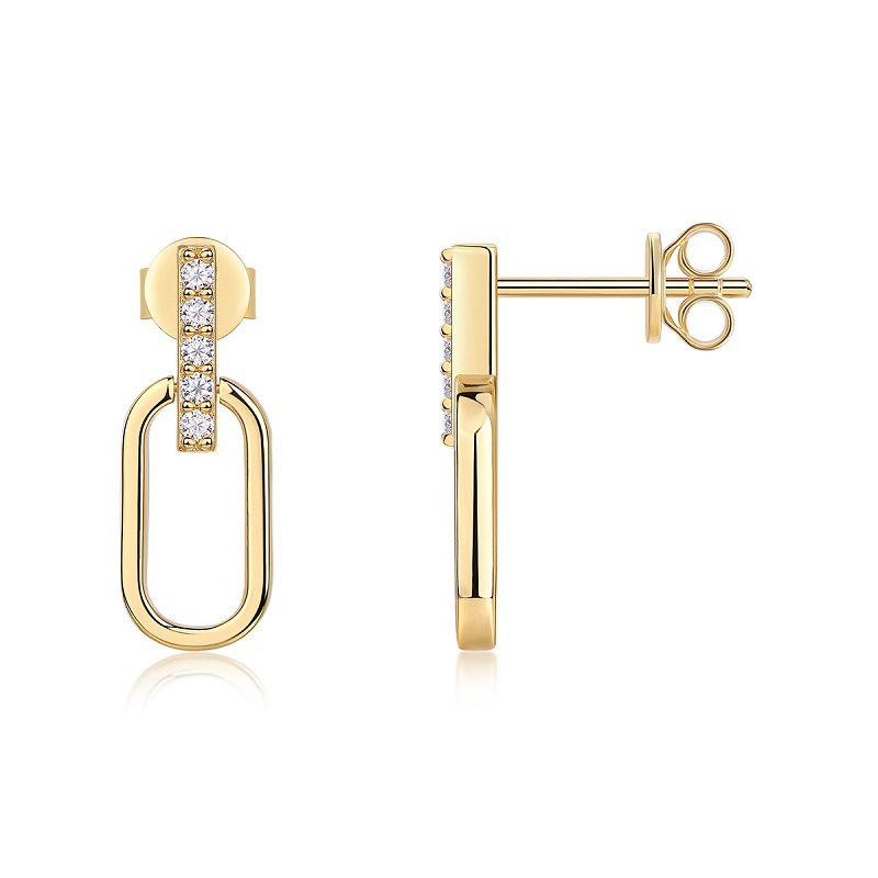 French fashion U-shaped 925 silver earrings with a high-end gold feel, unique commuter European and American ins style moissanite studs