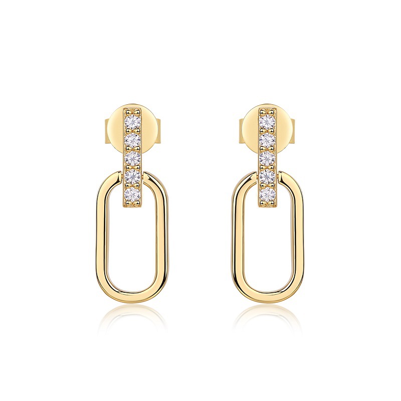 French fashion U-shaped 925 silver earrings with a high-end gold feel, unique commuter European and American ins style moissanite studs