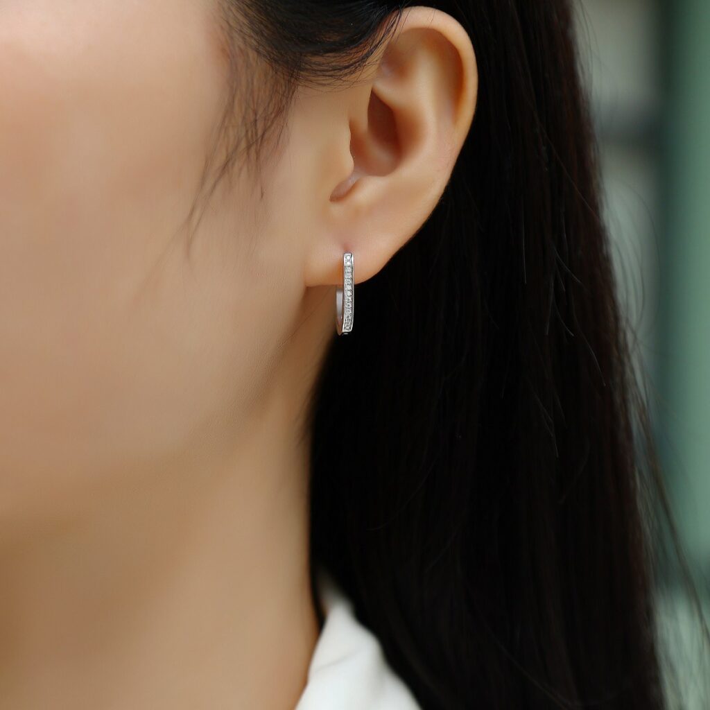 S925 silver back-and-forth earrings Moissanite new style hoop temu cross-border hot-selling earrings in stock wholesale