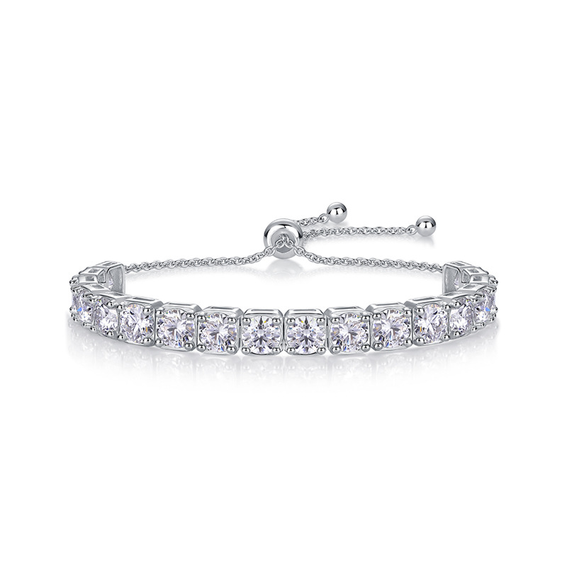 Simple 925 Silver Amazon Hot Selling Tennis Bracelet for Women High-end Luxury European and American Moissanite Bracelet