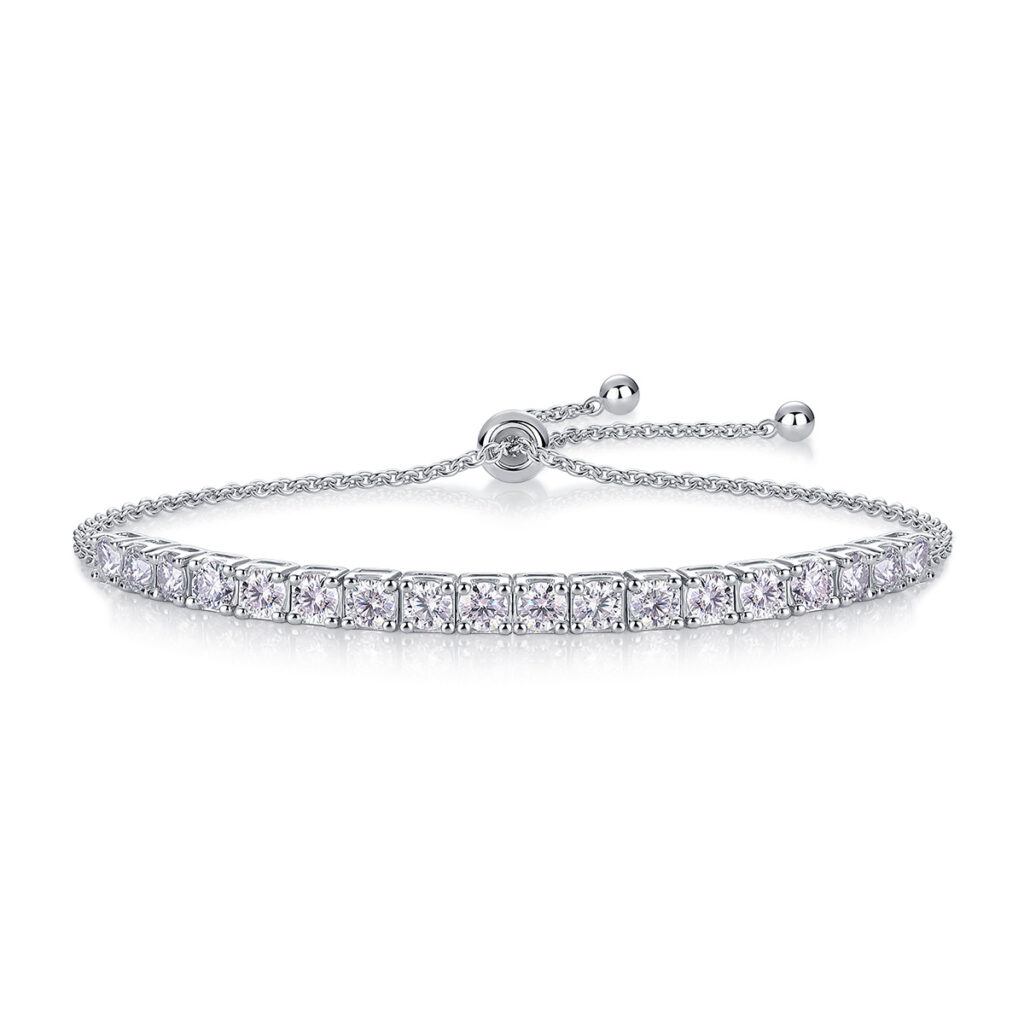 Simple 925 Silver Amazon Hot Selling Tennis Bracelet for Women High-end Luxury European and American Moissanite Bracelet