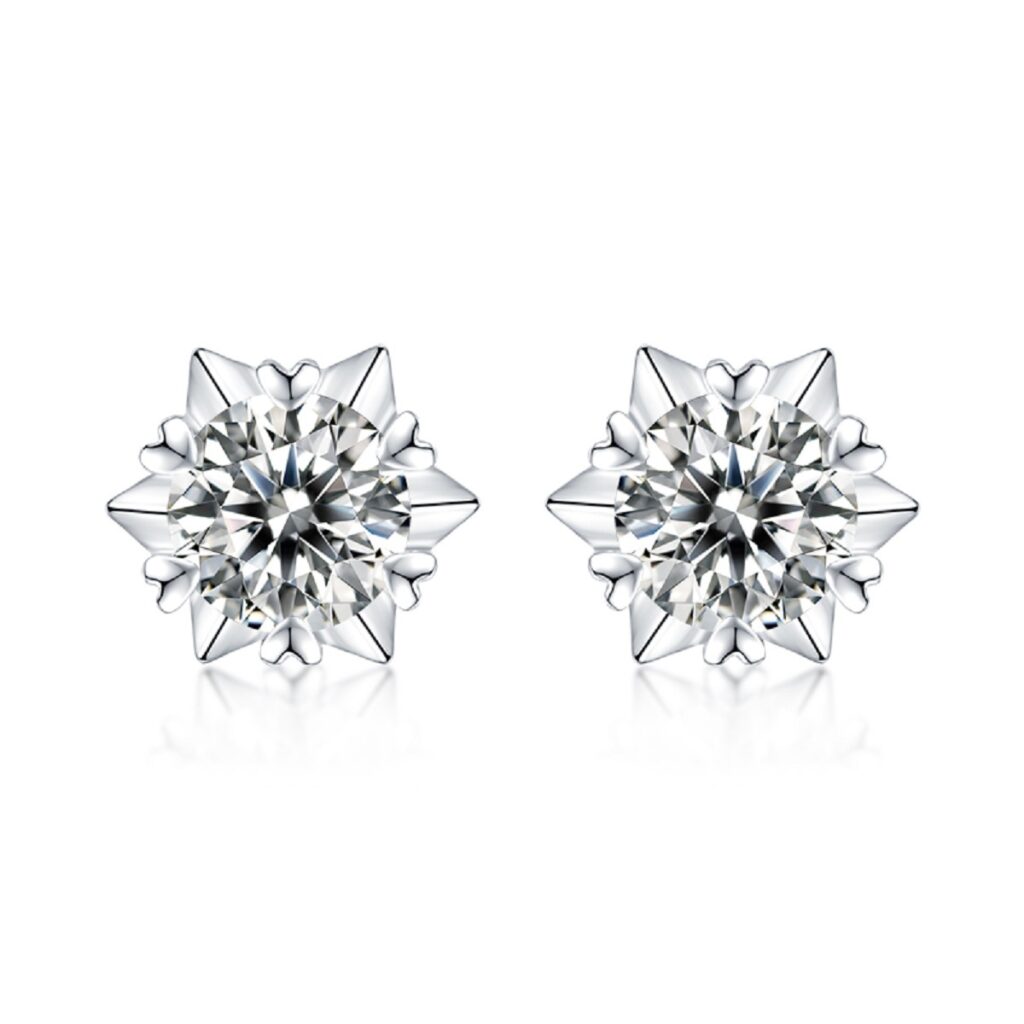 925 Silver Moissanite Snowflake Earrings Simple Earrings Source Live Hot Selling Silver Earrings In Stock for Dropshipping