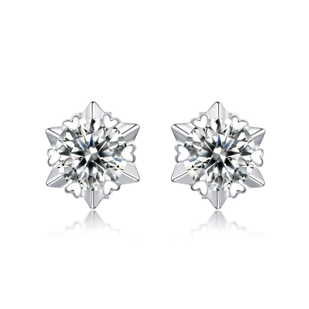 925 Silver Moissanite Snowflake Earrings Simple Earrings Source Live Hot Selling Silver Earrings In Stock for Dropshipping