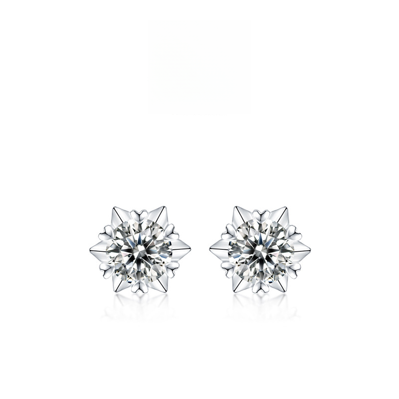 925 Silver Moissanite Snowflake Earrings Simple Earrings Source Live Hot Selling Silver Earrings In Stock for Dropshipping