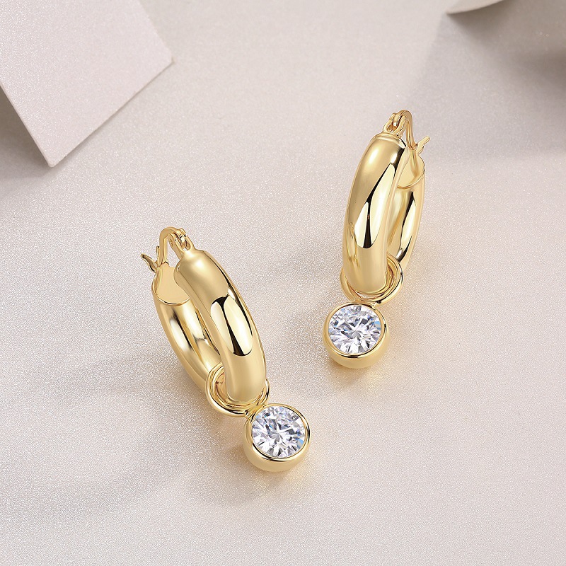 S925 Silver 15141 Earrings 1 Carat Moissanite Stud Earrings Cross-border Hot Sale INS Style Hoop Earrings In-stock Wholesale