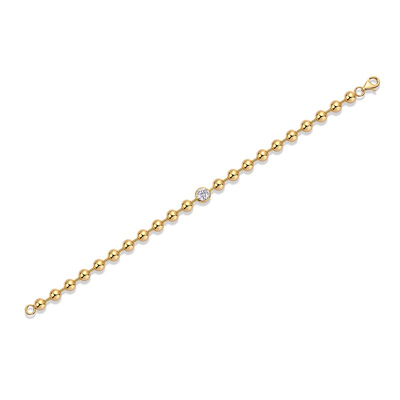 Light luxury niche design golden bead necklace 925 silver cross-border European and American INS style Moissanite bracelet in stock