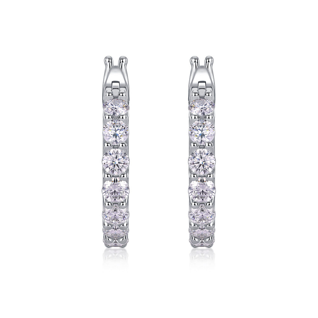 S925 Silver E13995 Earrings Moissanite New Model Hoop Earrings Tiktok Live Cross-border Hot Selling Jewelry Wholesale