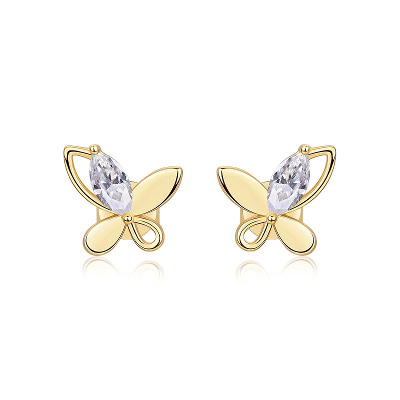 Charming cute personality style earrings with a sense of luxury and elegance, simple style flower 925 silver moissanite stud earrings wholesale