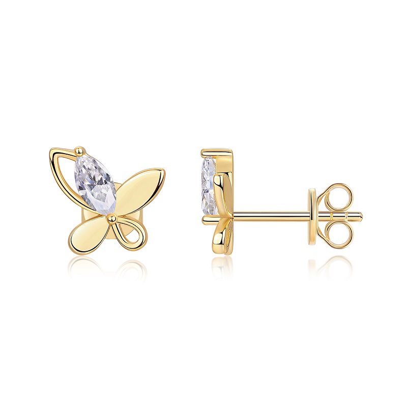 Charming cute personality style earrings with a sense of luxury and elegance, simple style flower 925 silver moissanite stud earrings wholesale