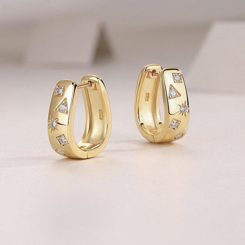 S925 Silver 14910 Earrings 1 Carat Moissanite Stud Earrings Cross-border Hot Sale INS Style Hoop Earrings In-stock Wholesale