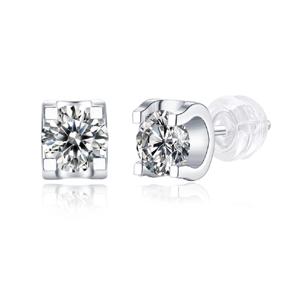 Moissanite earrings for women, bull head earrings, 925 silver plated with platinum, wholesale from source factory