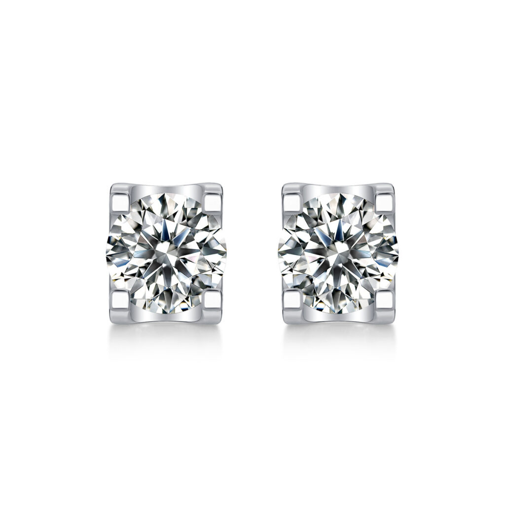 Moissanite earrings for women, bull head earrings, 925 silver plated with platinum, wholesale from source factory