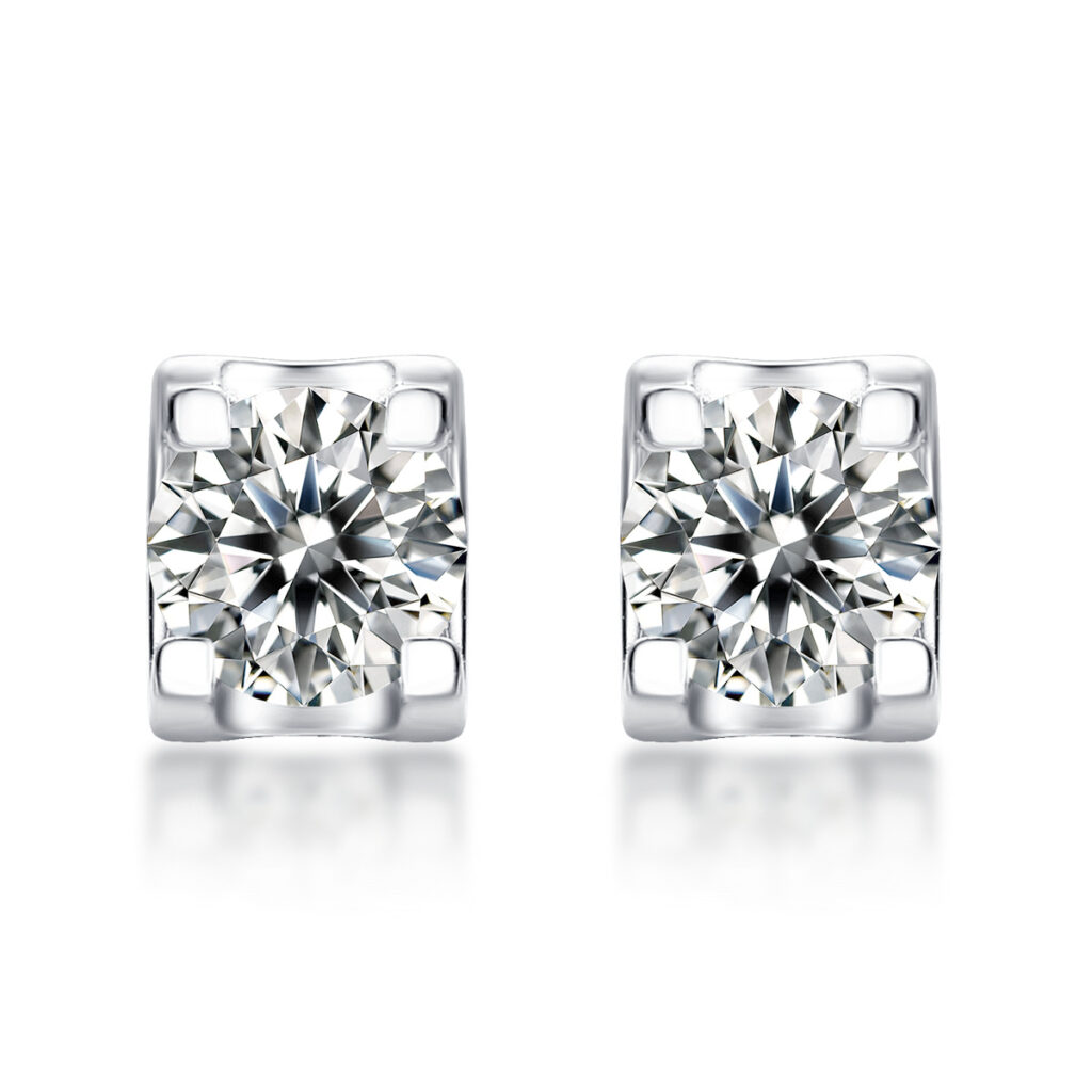 Moissanite earrings for women, bull head earrings, 925 silver plated with platinum, wholesale from source factory