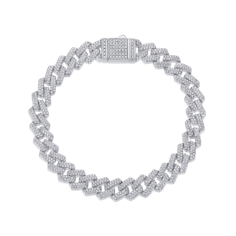 S925 Silver Moissanite Luxurious Inlaid 10mm Wide Bracelet Men European and American Cross-border Hot Sale TikTok Live Hip-hop Style Jewelry