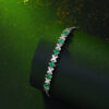 925 Silver Inch Bracelet Inlaid with Emerald Gift Jewelry Wholesale Source Silver Bracelet In Stock for Dropshipping